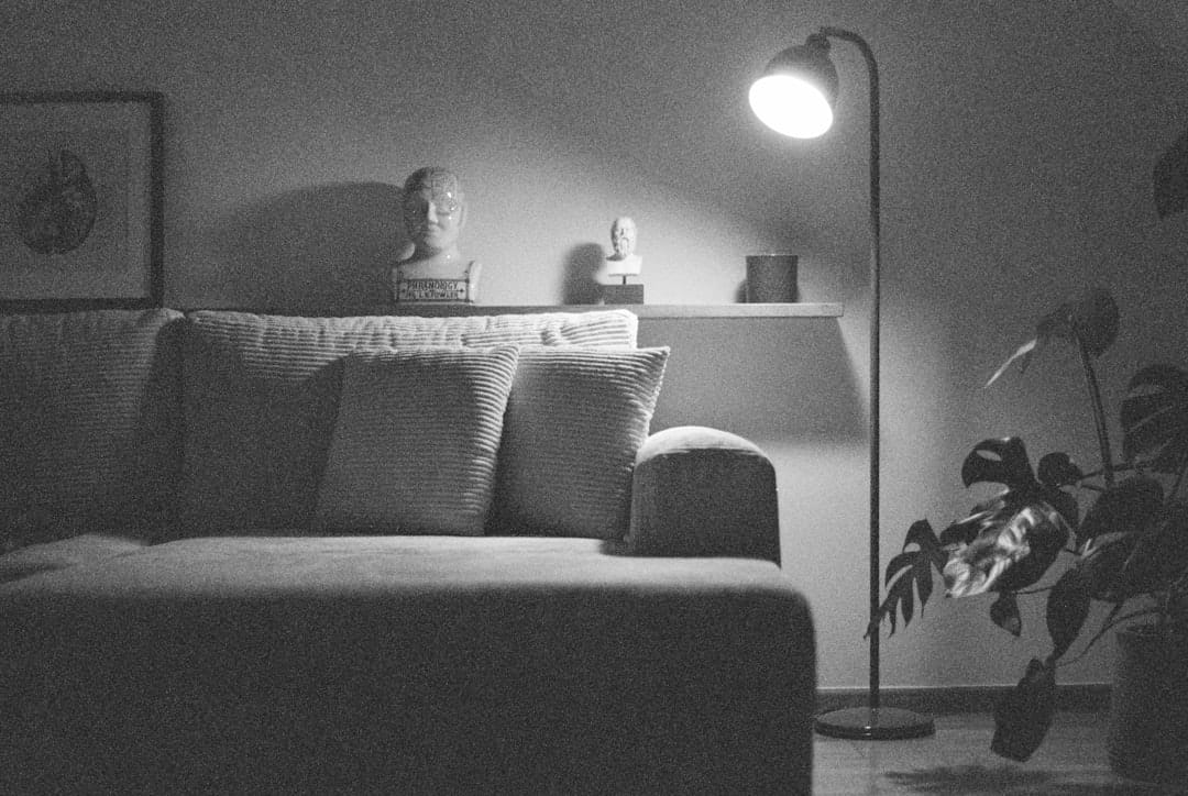 Cozy dimly lit living room perfect for evening relaxation with cannabis