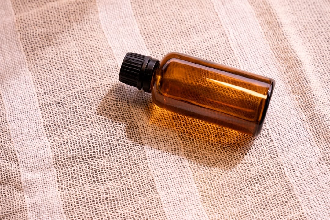 Botanical essential oil representing cannabis terpenes like myrcene and caryophyllene
