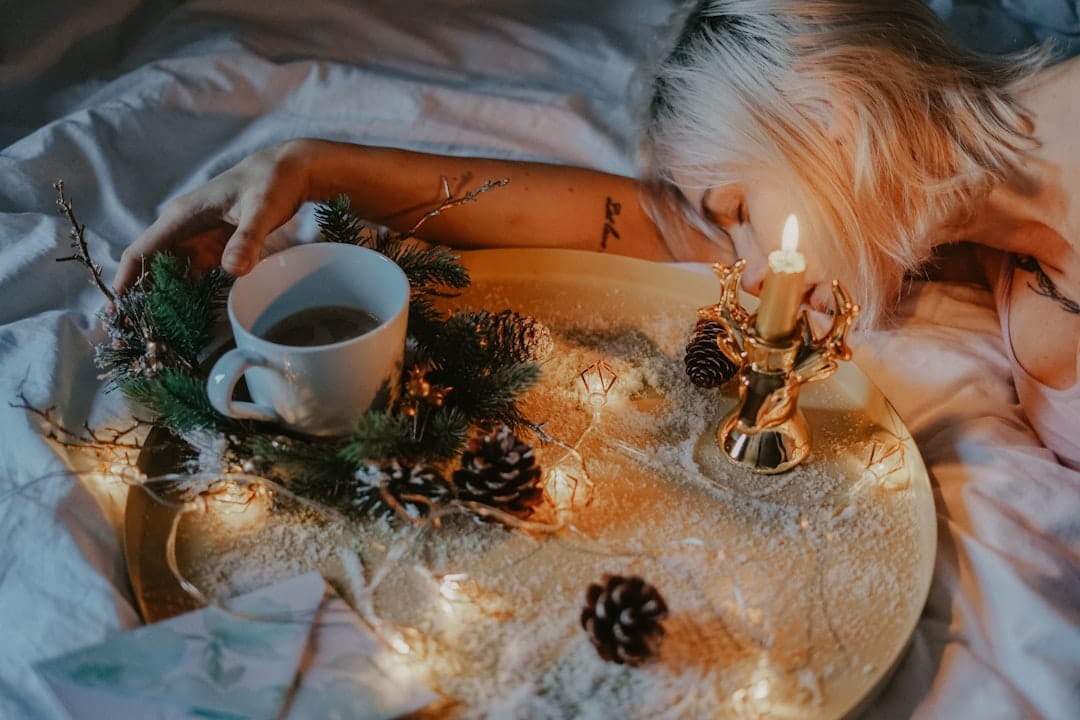 Warm ceramic mug on a cozy evening perfect for winding down with indica cannabis