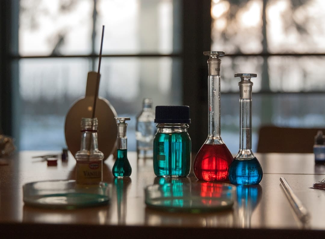 Laboratory flasks and scientific equipment used in cannabis terpene research
