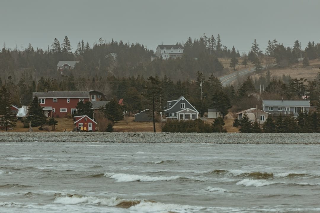 Waterfront houses along the coast in Atlantic Canada
