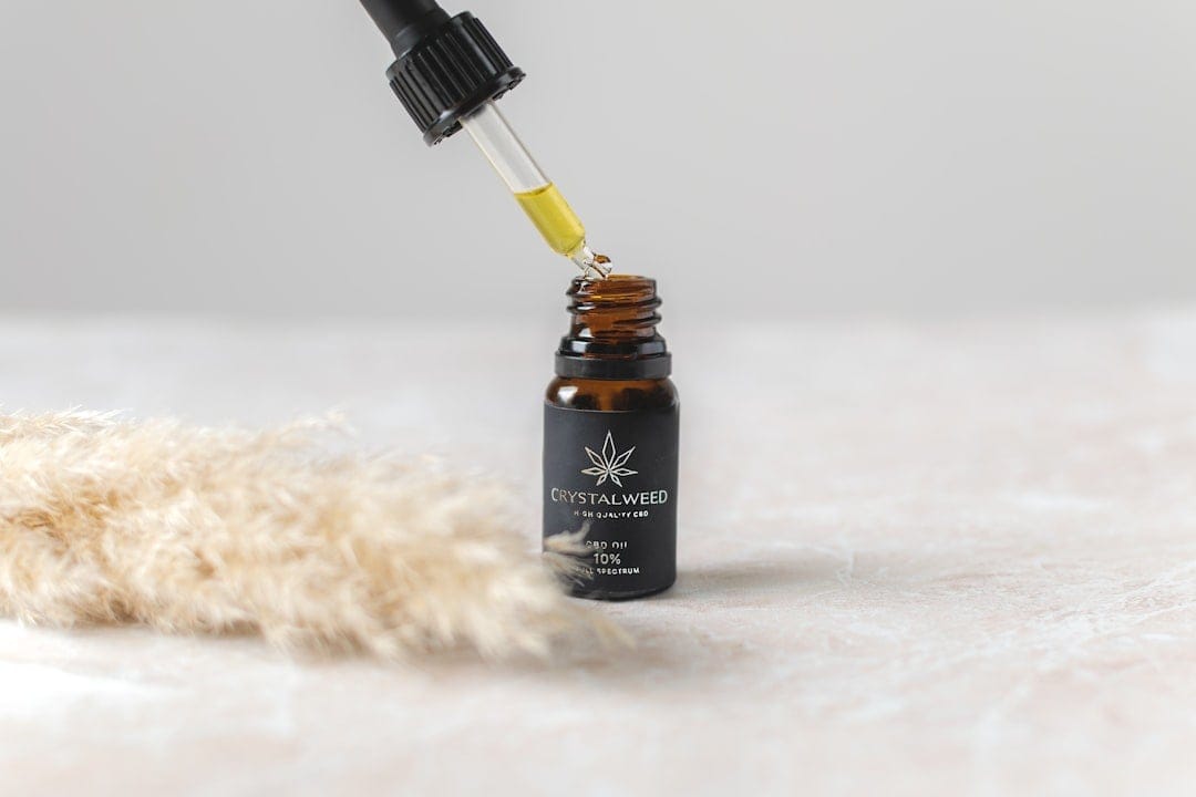 CBD tincture oil dropper bottle for sublingual dosing