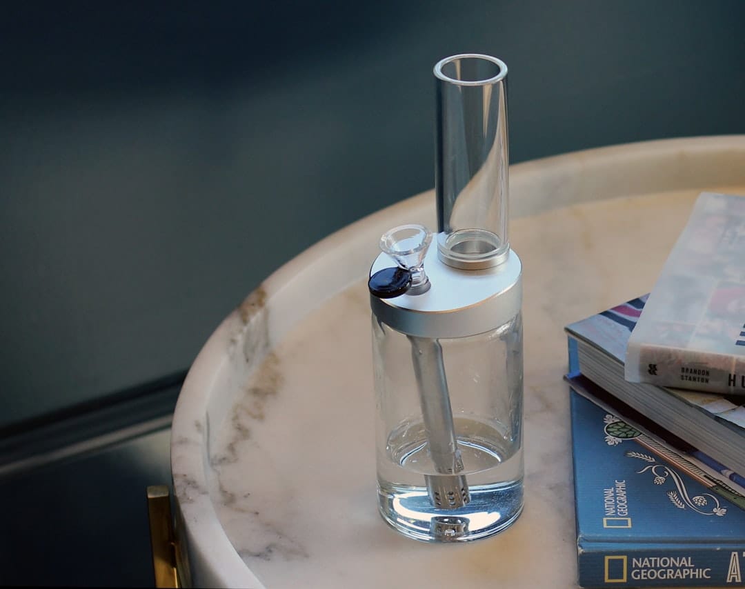 Clear glass dab rig representing American concentrate culture aesthetic