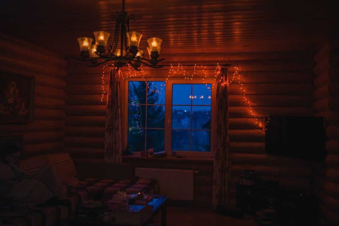 Warm cozy living room scene perfect setting for evening Coastal Pink indica session