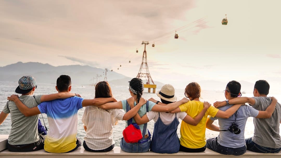 Group of friends gathering outdoors enjoying time together