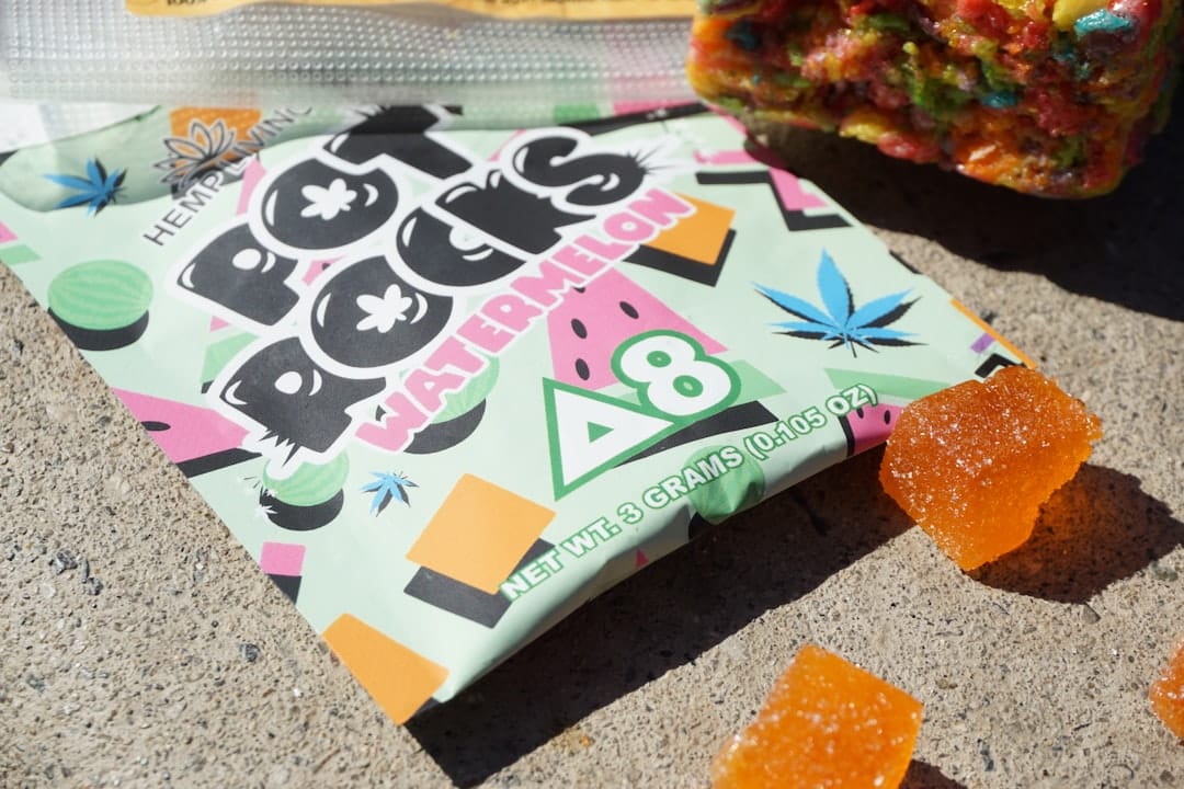 Cannabis-infused gummy bear edibles in packaging