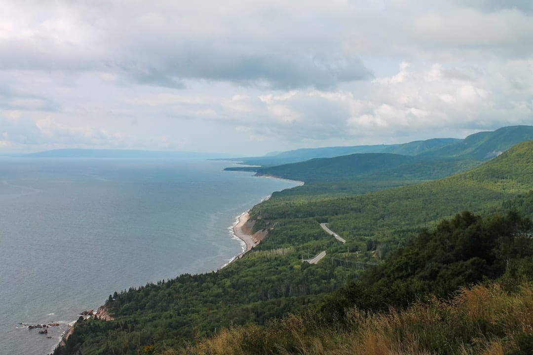 Scenic ocean view from the Cape Breton highlands overlooking the Atlantic coast