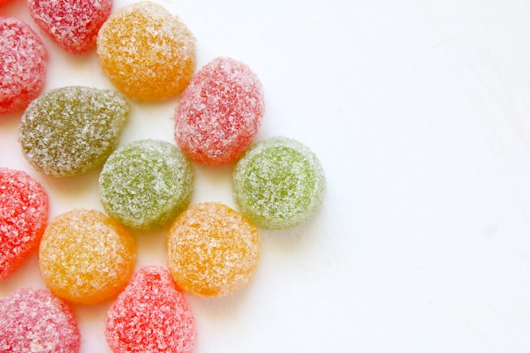 Colourful assorted THC gummy candies representing bulk edibles in Canada