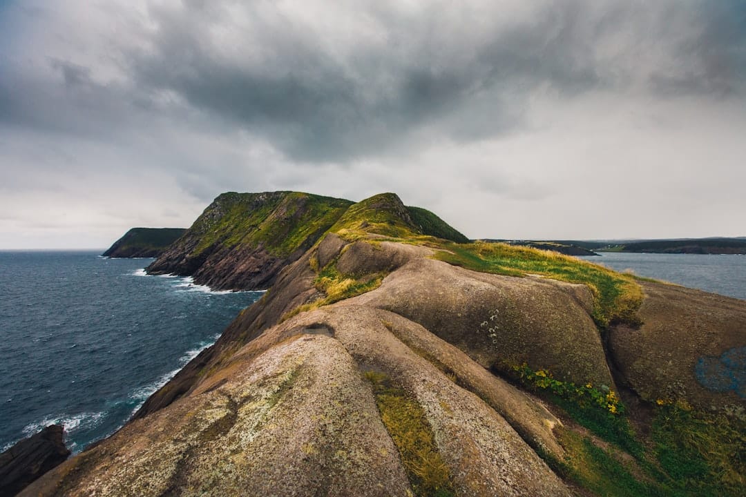 Rugged rocky cliffs along the Newfoundland Atlantic coastline near Gander