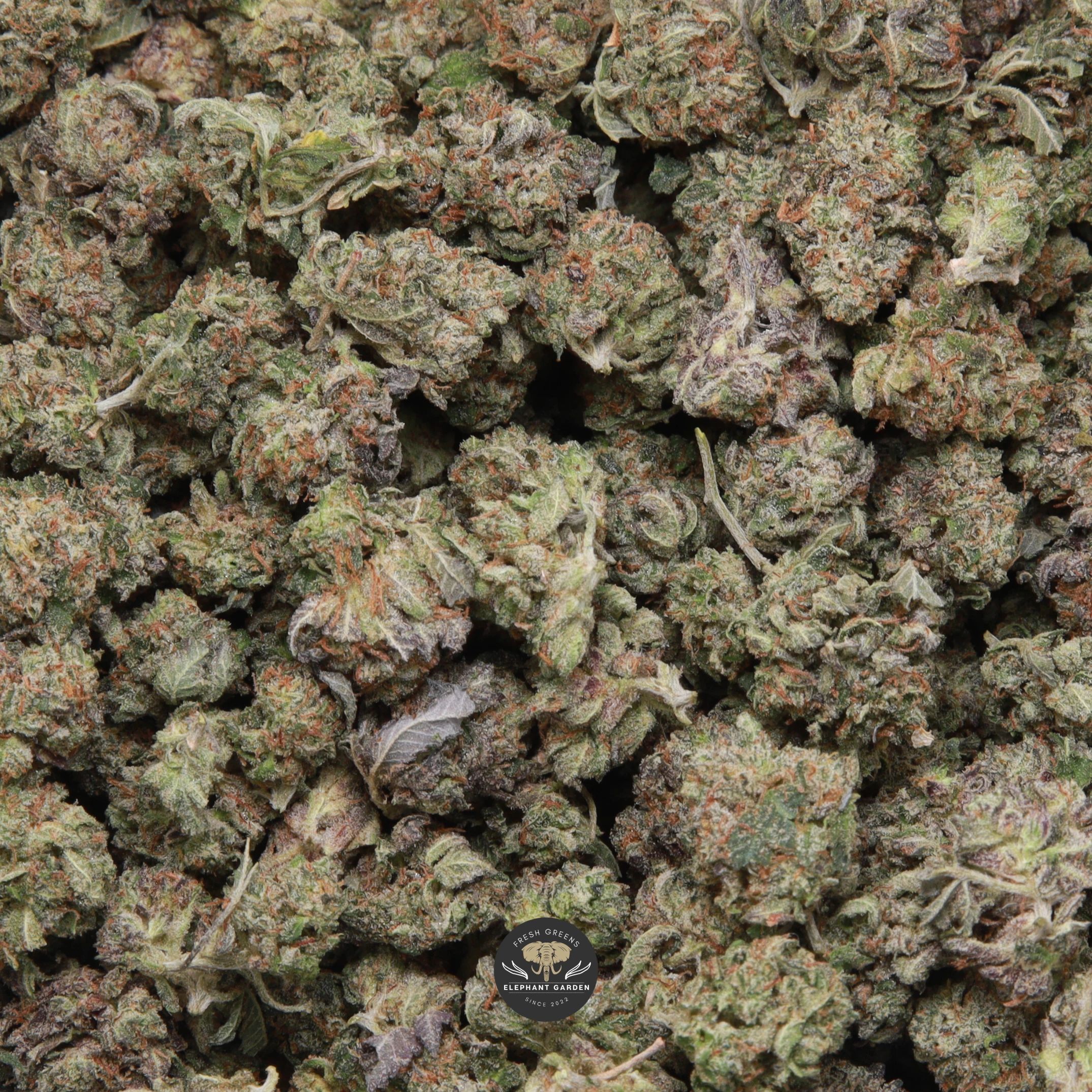 Pink Death Star Popcorn indica popcorn buds, close-up product photo