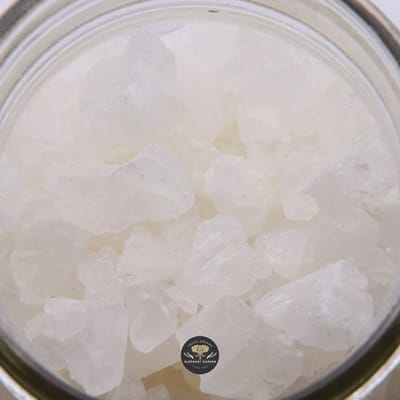 THC diamonds concentrate, crystalline THCA in a glass dish