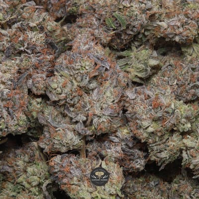 Captain’s Pink indica flower - close-up of trichome-coated buds, gallery image 1