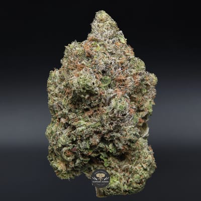 Diablo OG AAA+ indica flower close-up product photo of dense frosted buds