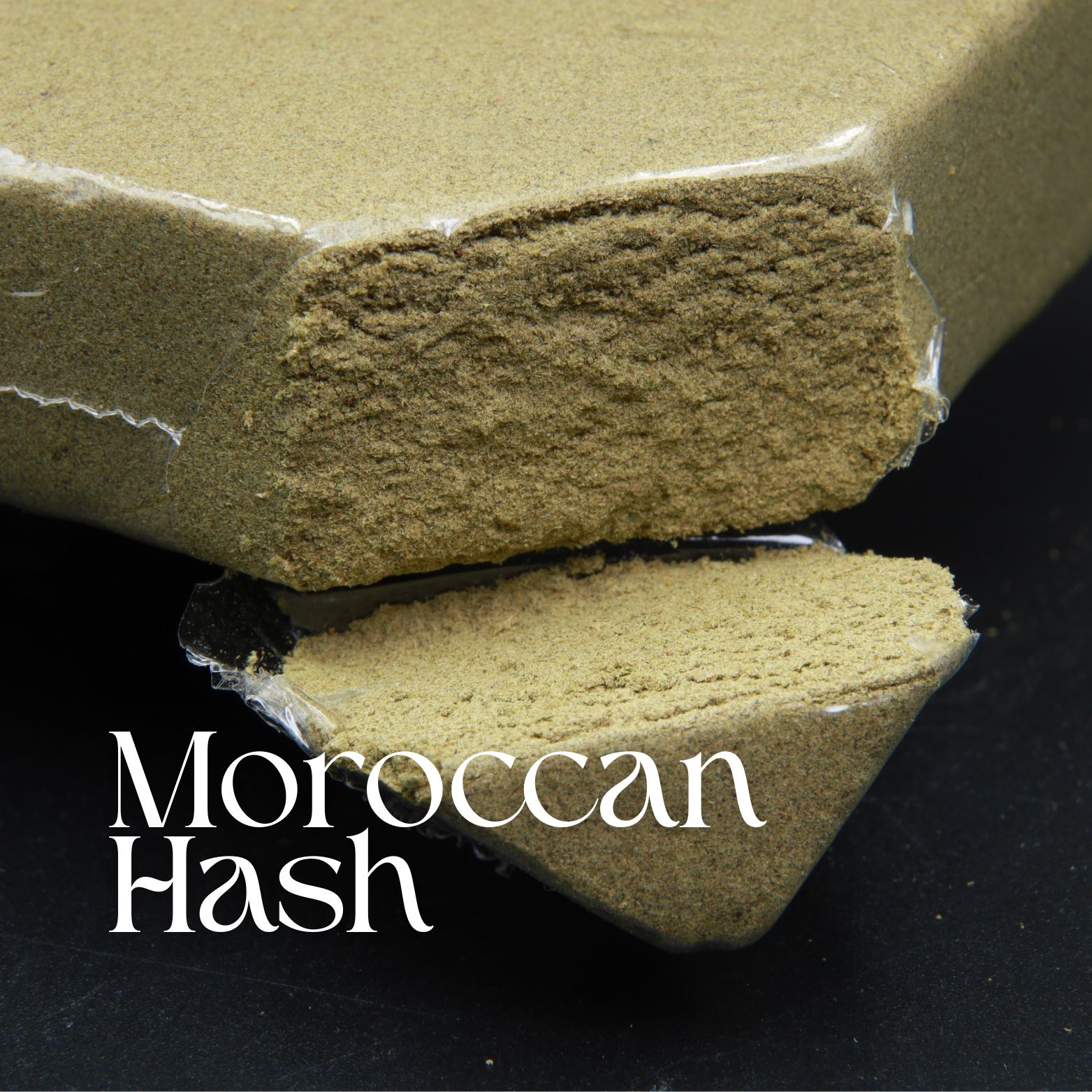 Moroccan Hash AAA from Elephant Garden showing golden-brown exterior and sandy interior texture