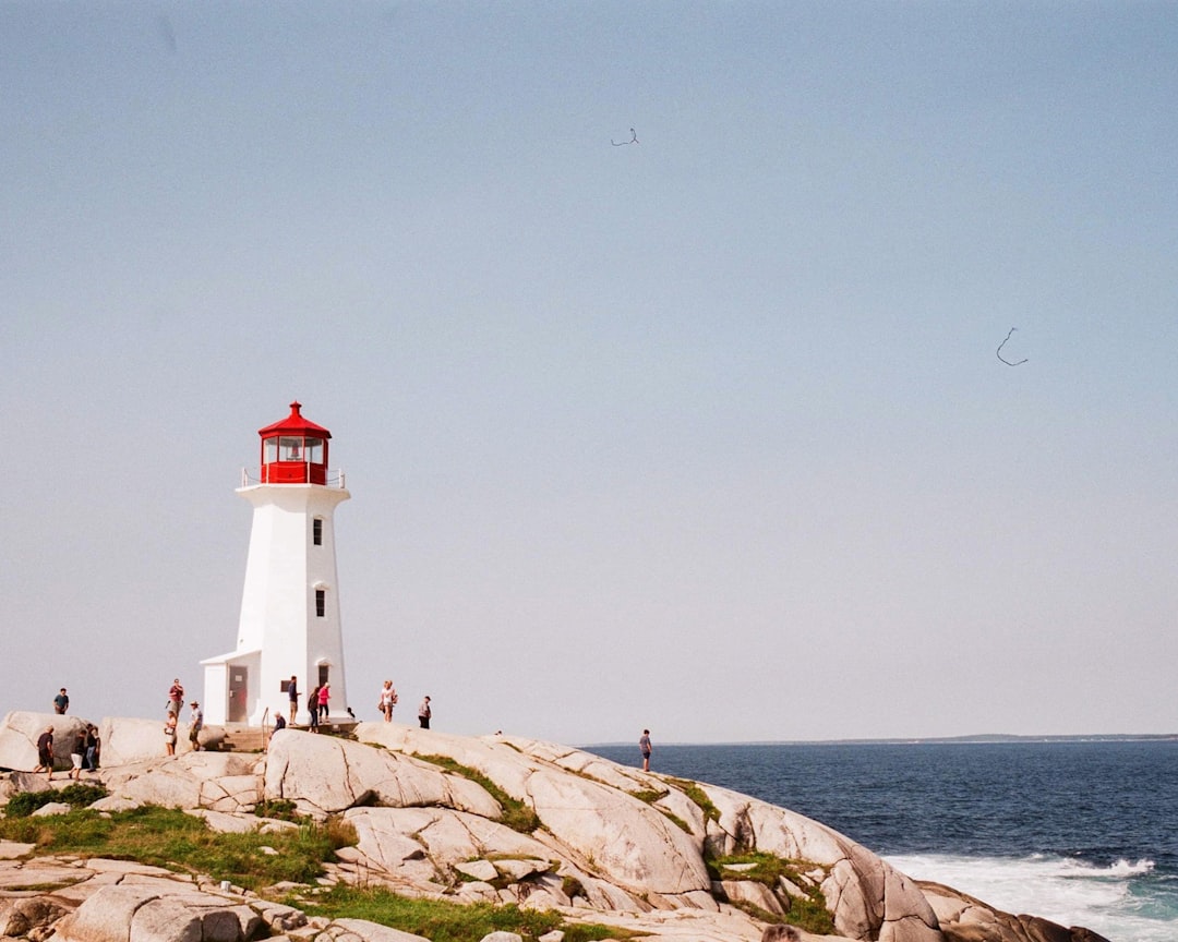 Nova Scotia lighthouse on rocky coast