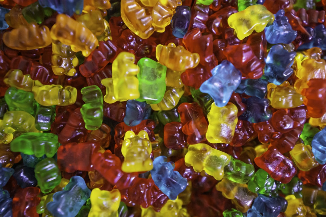 Colourful assortment of gummy candies representing full-spectrum cannabis edibles