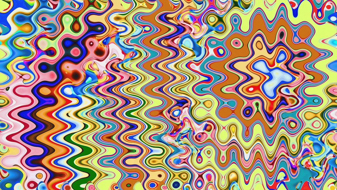 Colourful abstract wavy pattern representing psychedelic visual effects from Golden Teachers mushrooms